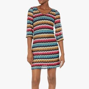 Trina Turk Women's Orchestra V Neck Dress chevron size 8